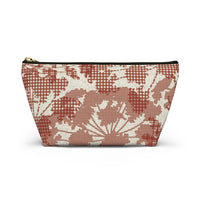 Floral Plaid Accessory Pouch w T-bottom in Red